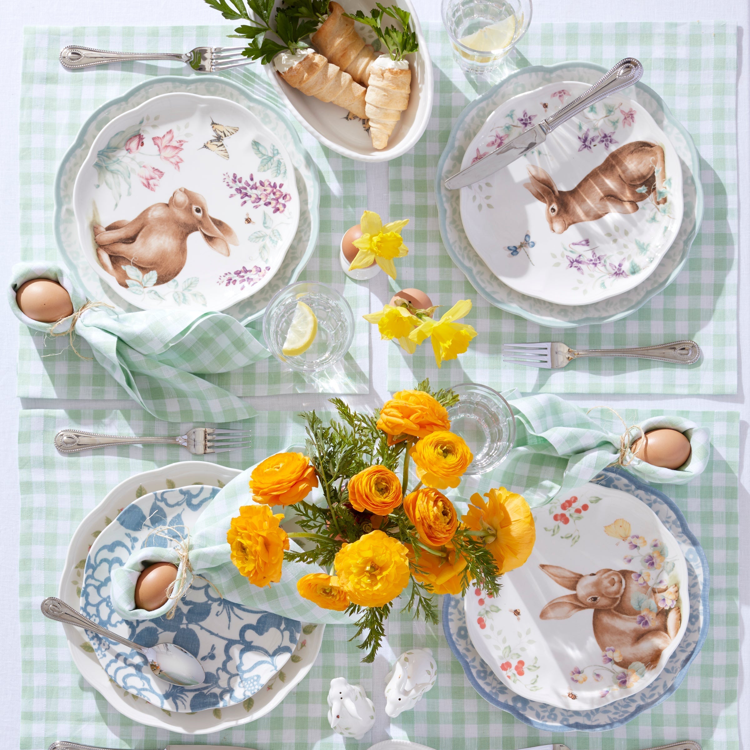 Butterfly Meadow Bunny Accent Plates - Set of 4
