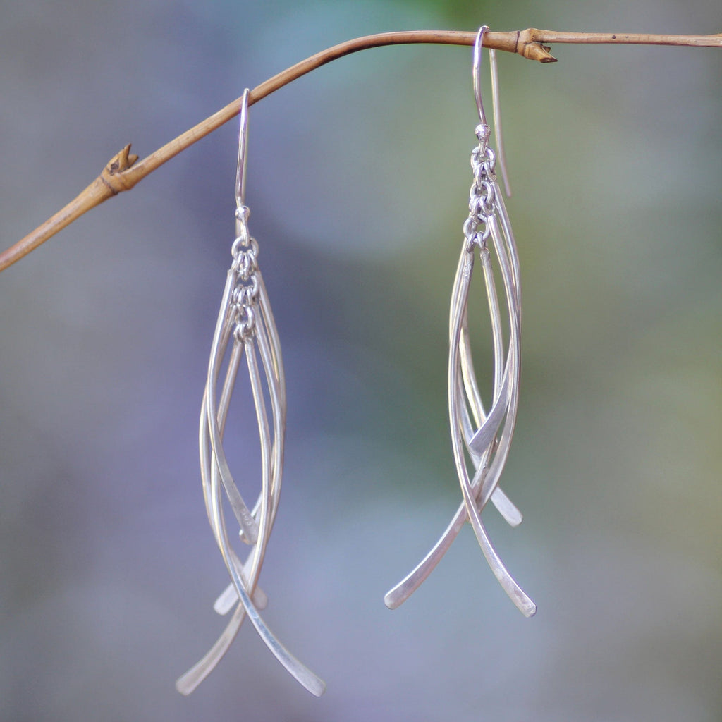 Handmade Sterling Silver Dangle Earrings - Winter Twigs