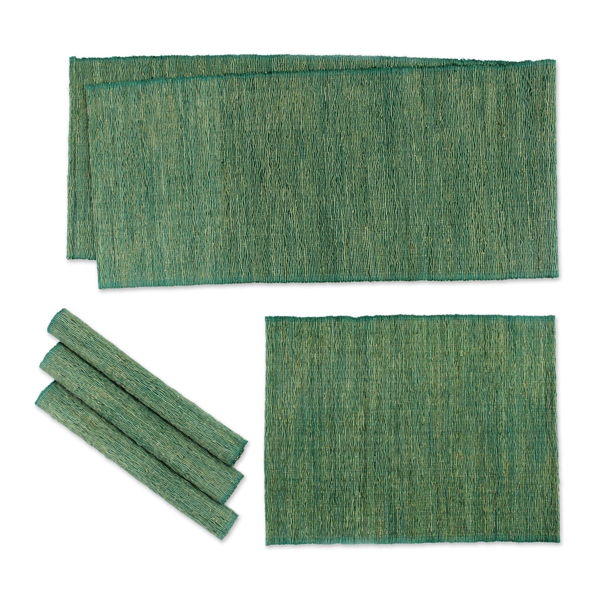 Natural Fiber Table Runner and Placemats (Set of 4) - Nature of Green