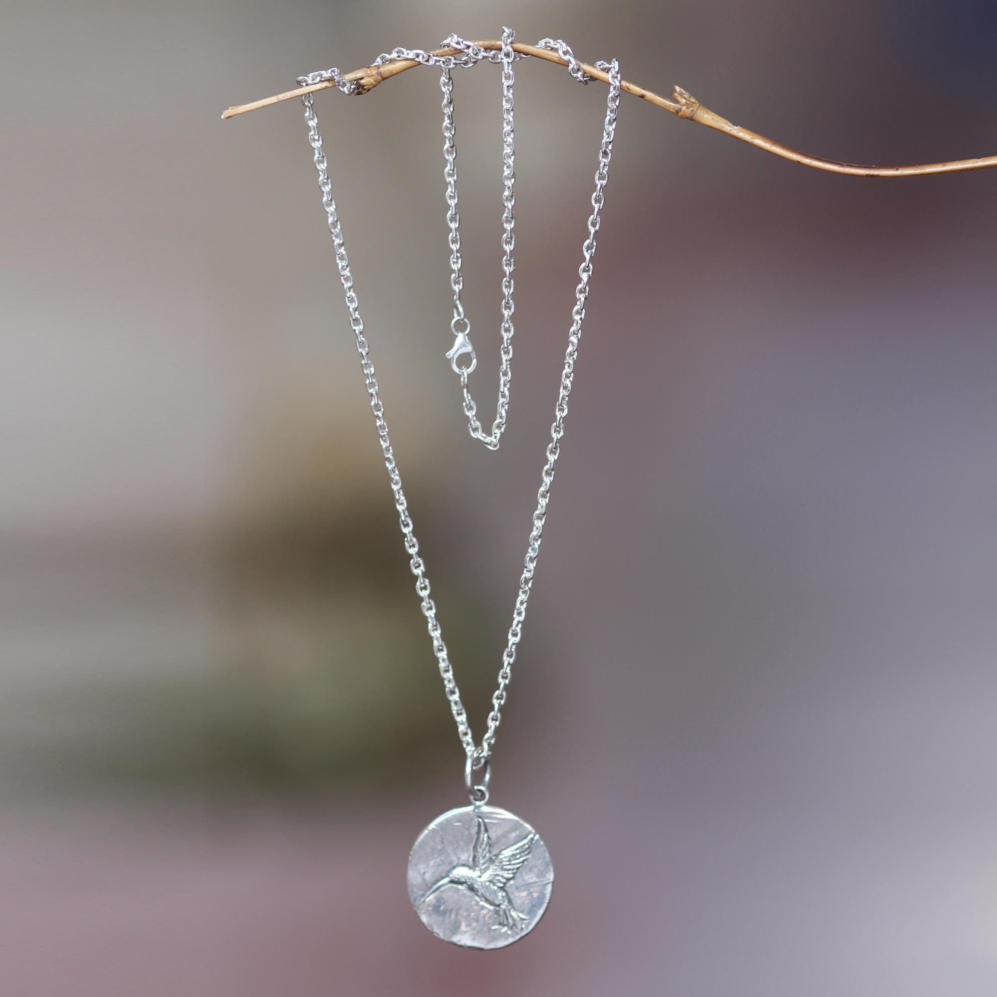 Sterling Silver Pendant Necklace - Hummingbird Magic