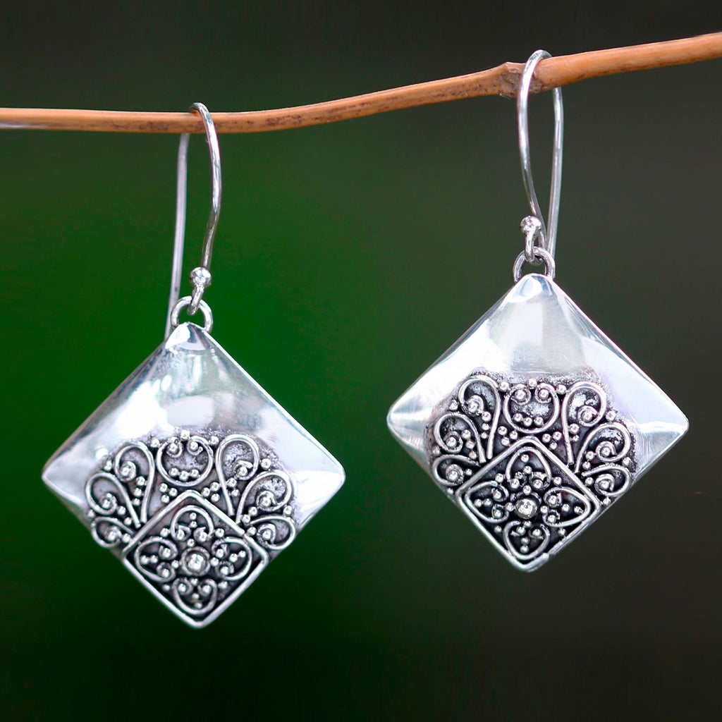 Modern Handcrafted Sterling Silver Earrings - Besakih Garden