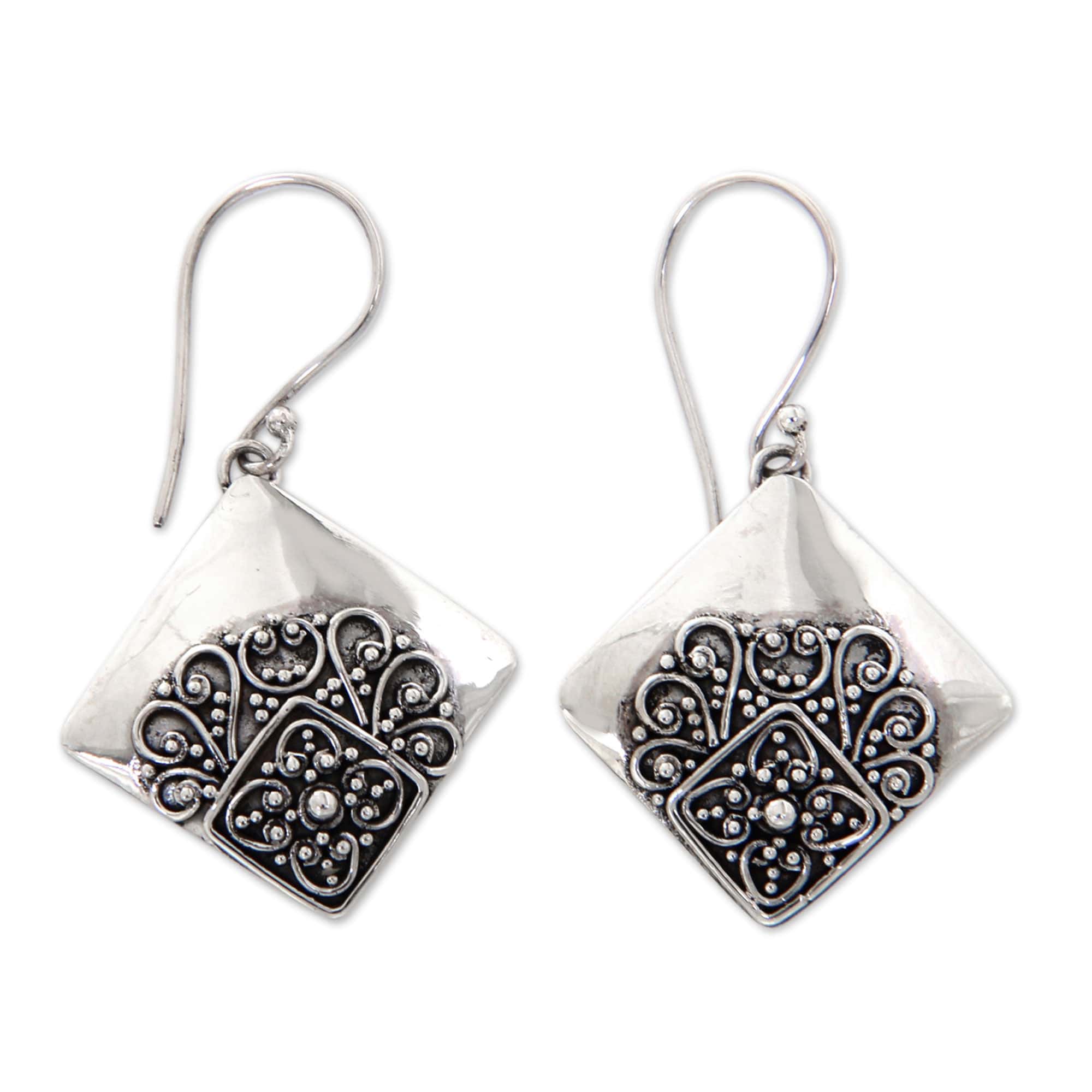 Modern Handcrafted Sterling Silver Earrings - Besakih Garden