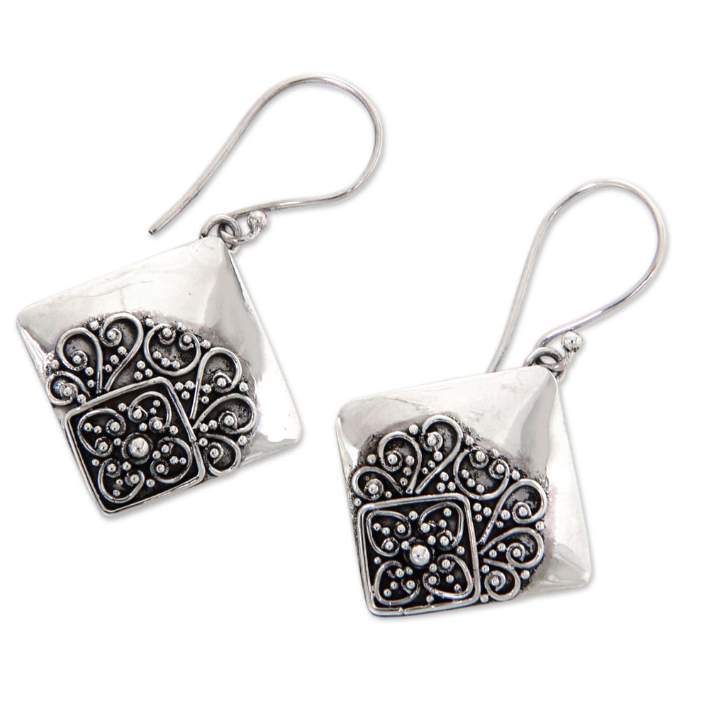 Modern Handcrafted Sterling Silver Earrings - Besakih Garden