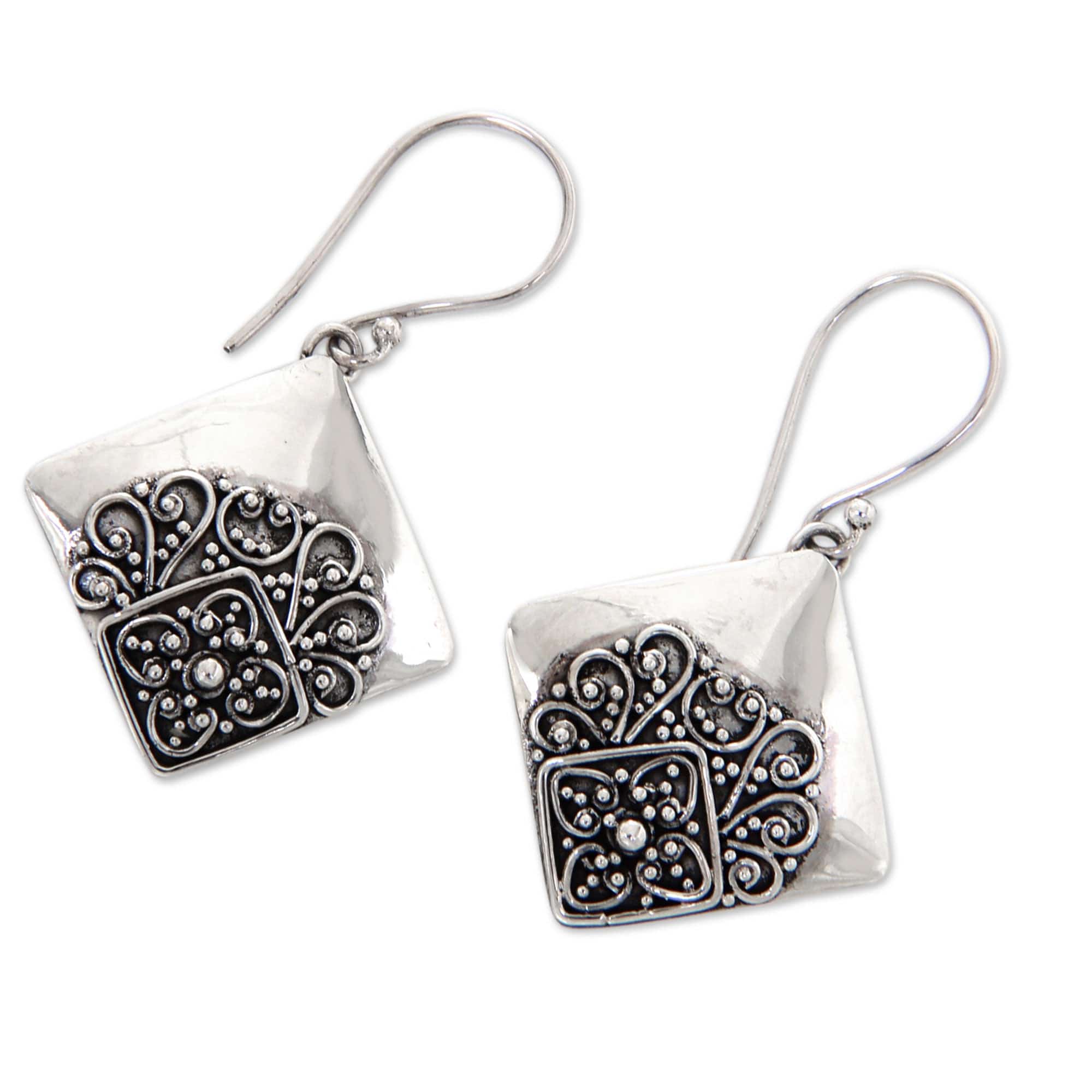 Modern Handcrafted Sterling Silver Earrings - Besakih Garden
