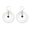 Onyx and Sterling Silver Dangle Earrings - Atoms