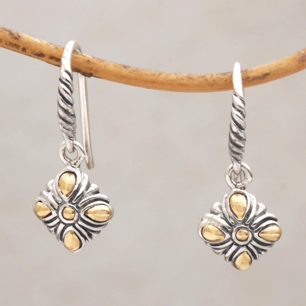 Gold Accented Sterling Silver Dangle Earrings - Denpasar Promise