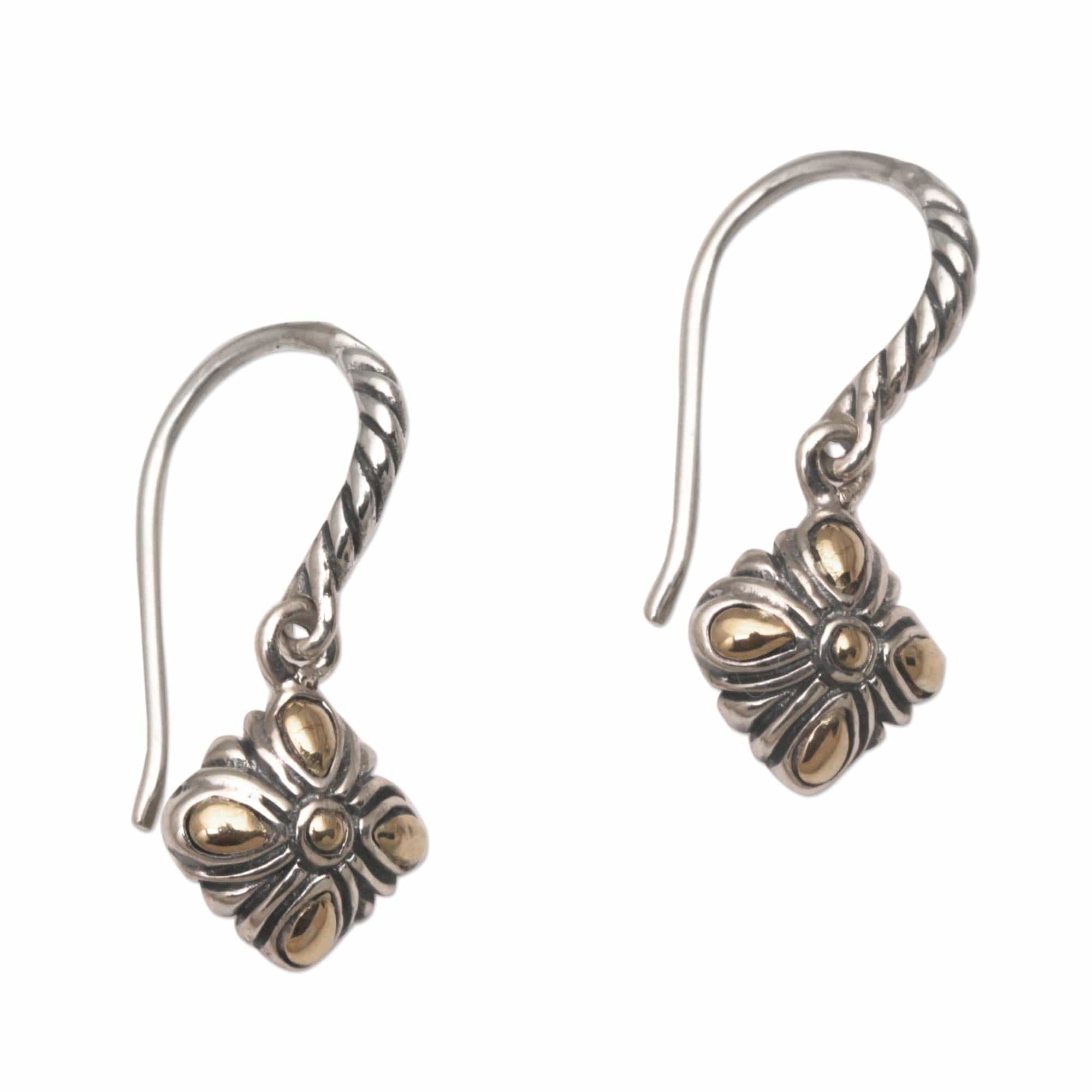 Gold Accented Sterling Silver Dangle Earrings - Denpasar Promise