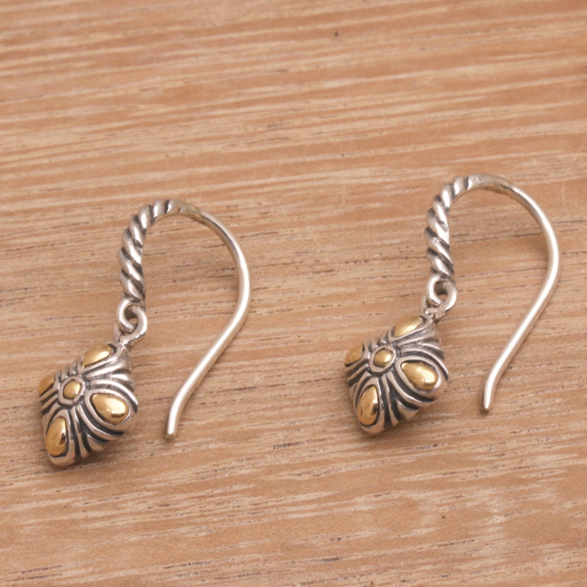 Gold Accented Sterling Silver Dangle Earrings - Denpasar Promise