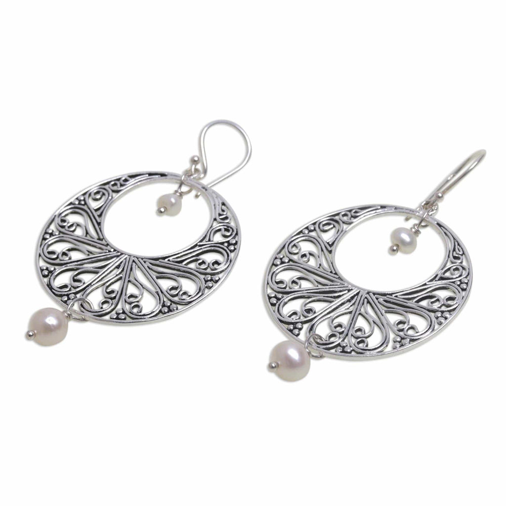 Handmade 925 Silver Cultured Pearl Dangle Earrings - Ballroom Dance