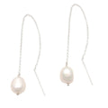 Cultured Pearl Threader Earrings Crafted in Bali - Lantern Light