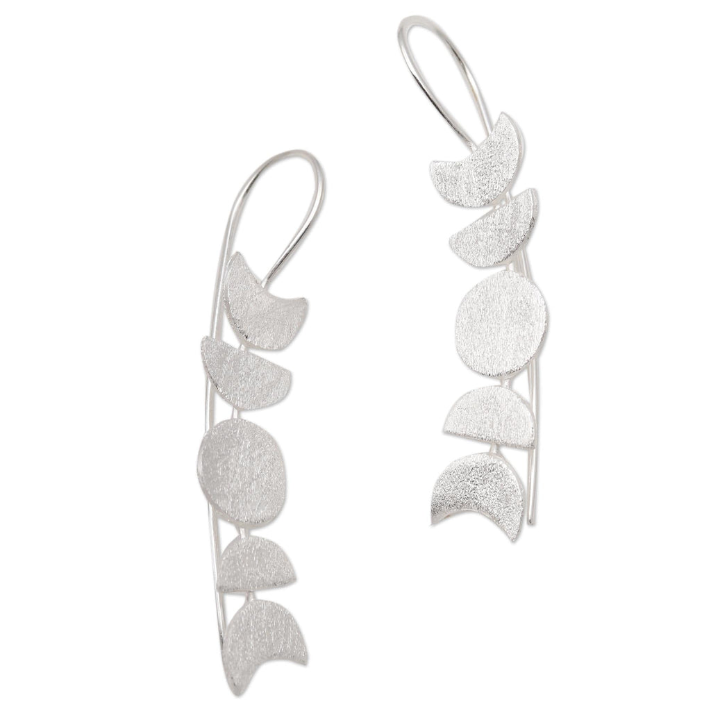 Moon-Inspired Sterling Silver Drop Earrings - Moon Time