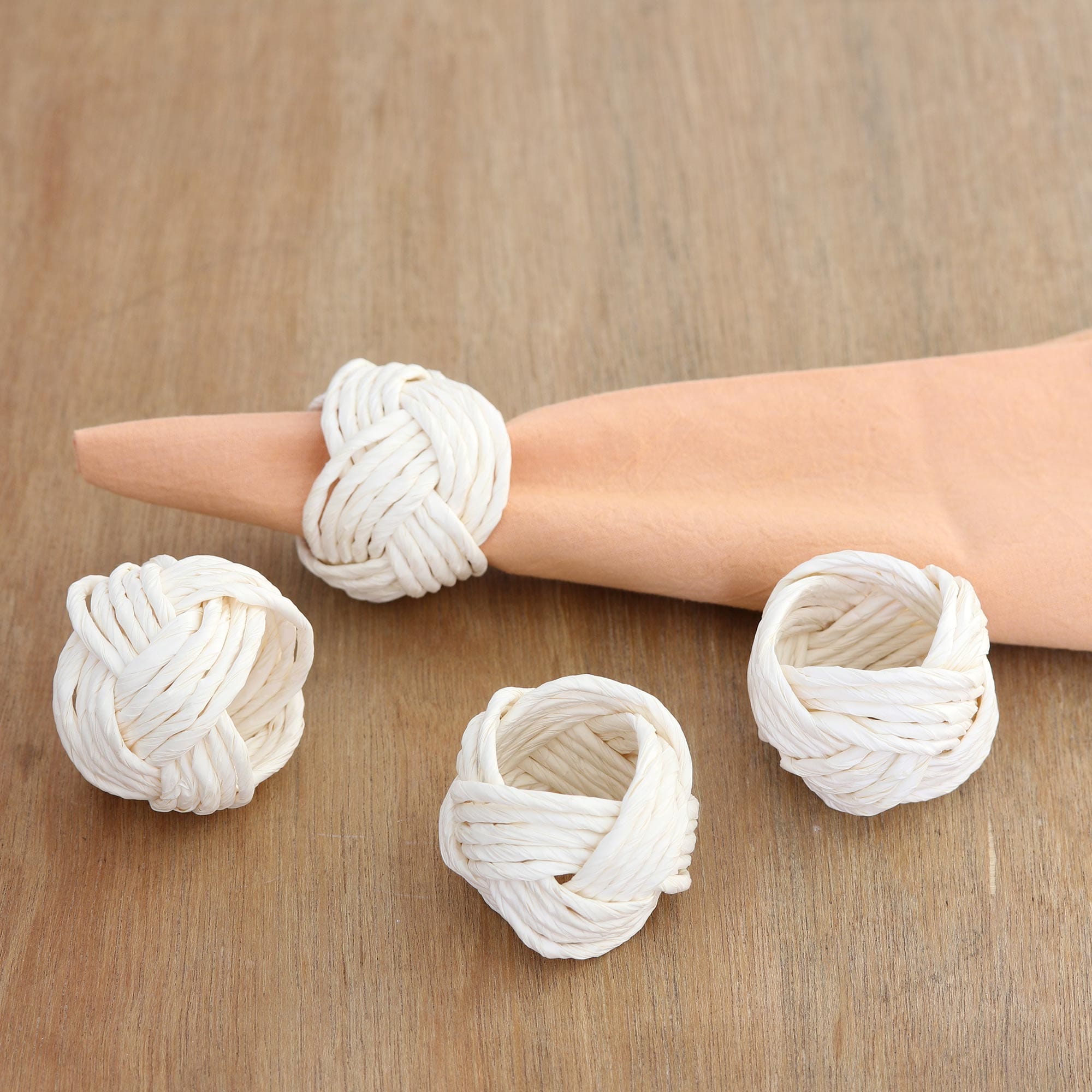 Set of 4 Handcrafted Luminious Napkin Rings from India - Neatly Bright