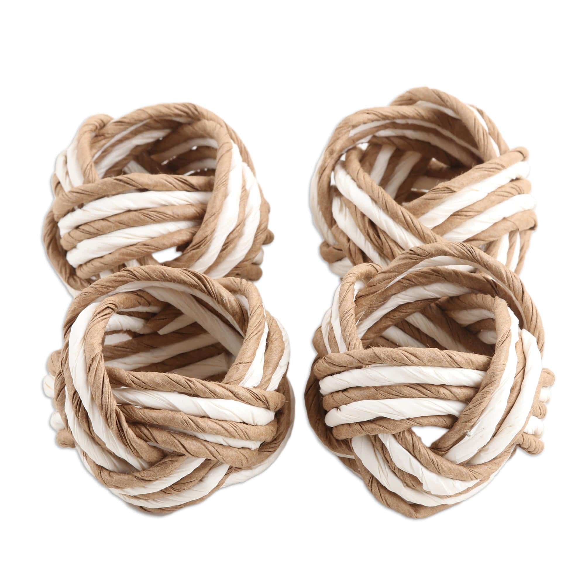 Set of 4 Handcrafted Striped Napkin Rings from India - Neatly Striped