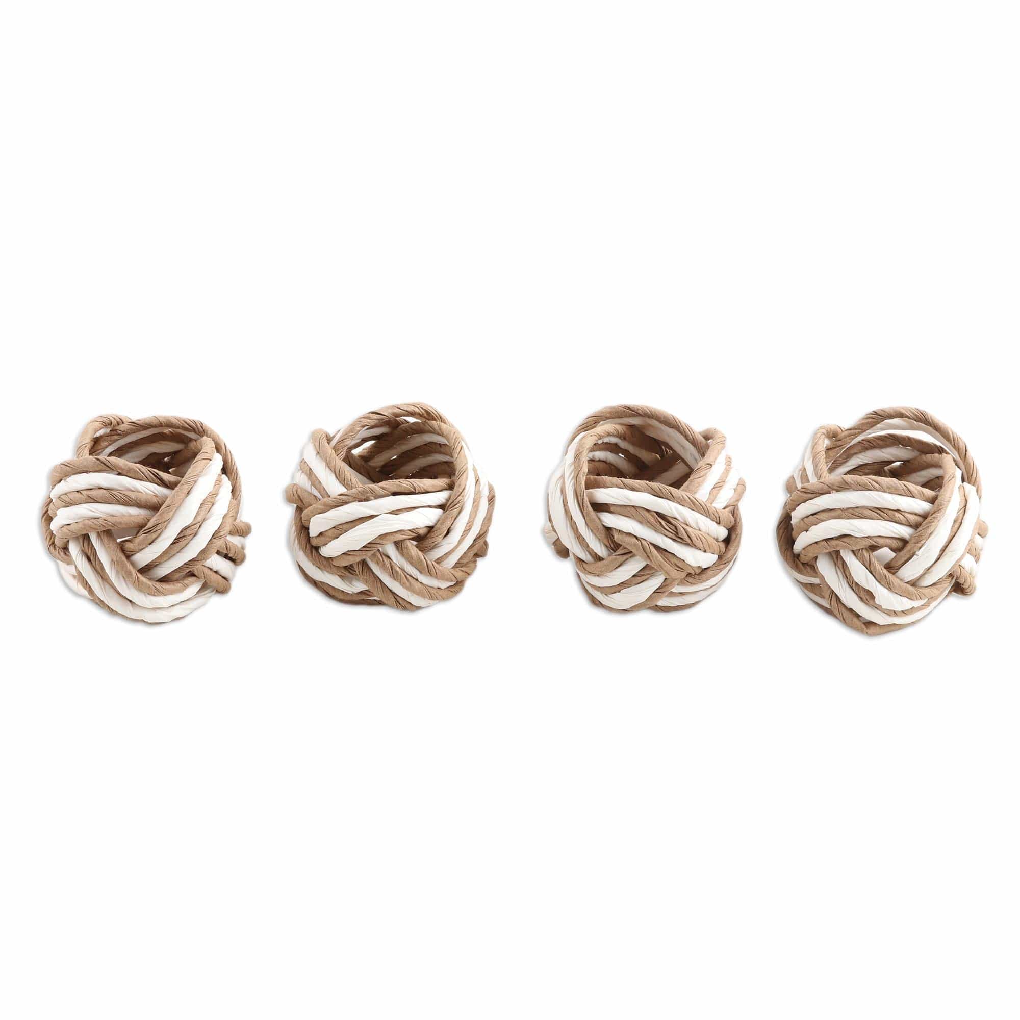 Set of 4 Handcrafted Striped Napkin Rings from India - Neatly Striped