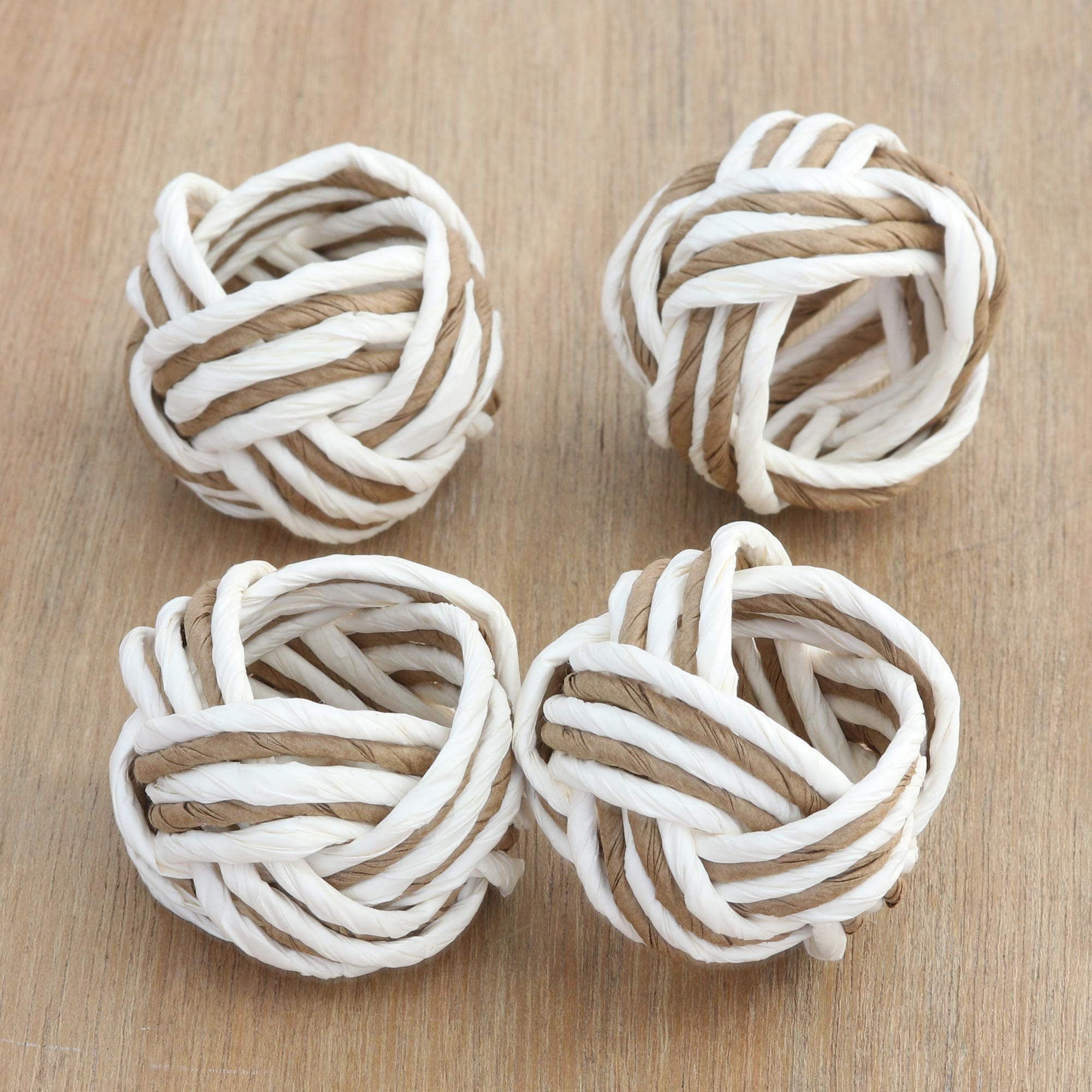 Set of 4 Handwoven Napkin Rings from India - Neatly Interlaced
