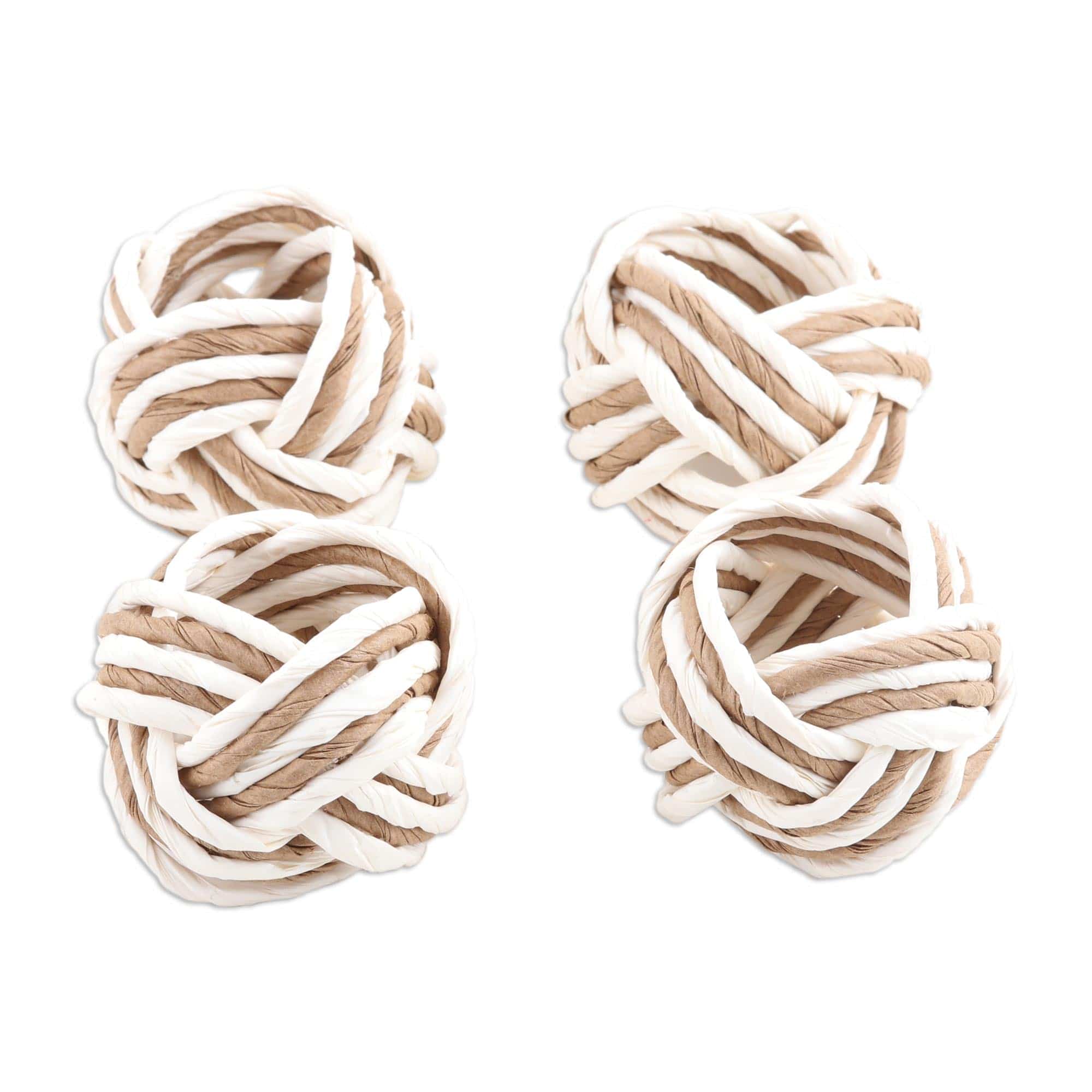 Set of 4 Handwoven Napkin Rings from India - Neatly Interlaced