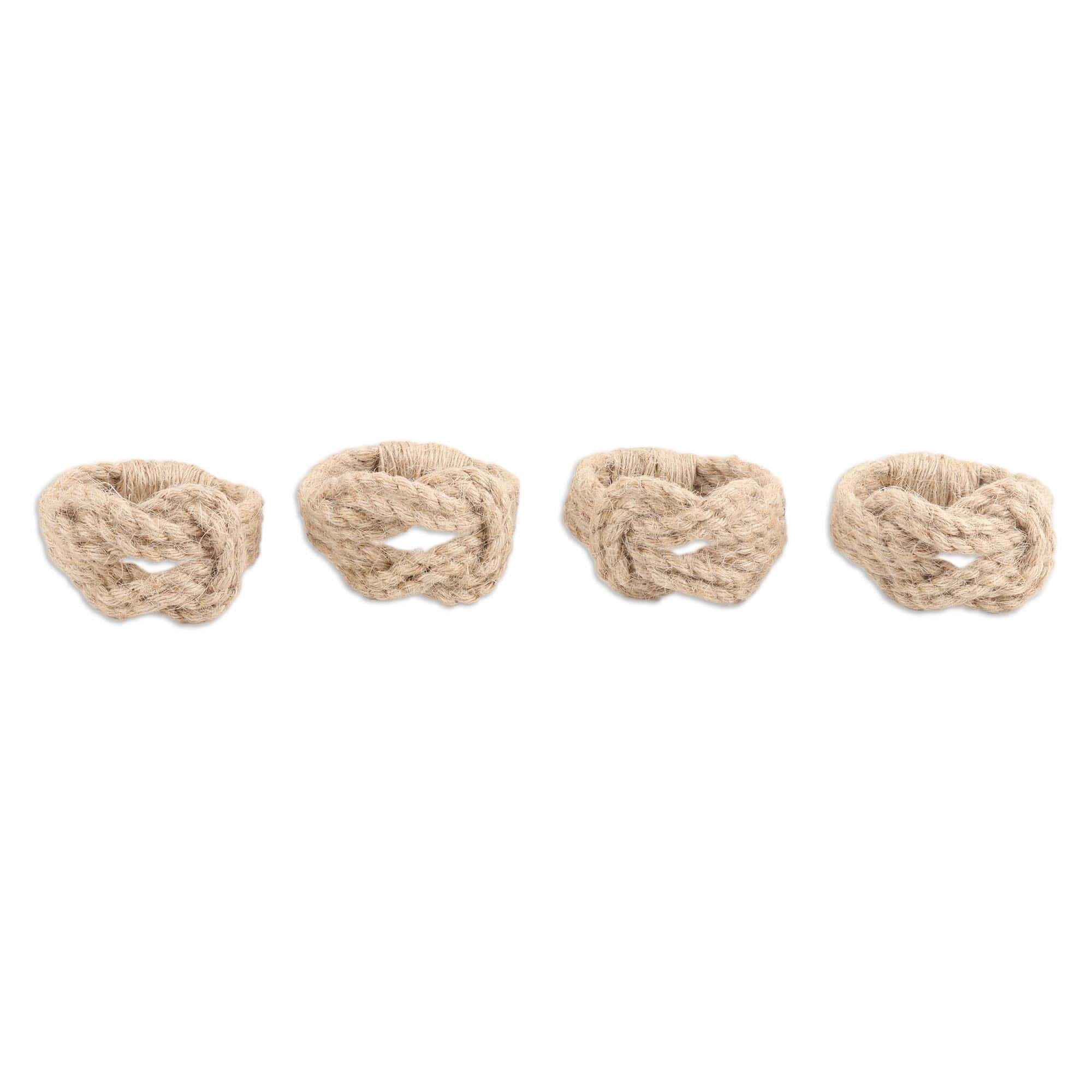 Handcrafted Natural Fiber Napkin Rings from India (Set of 4) - Natural Caresses