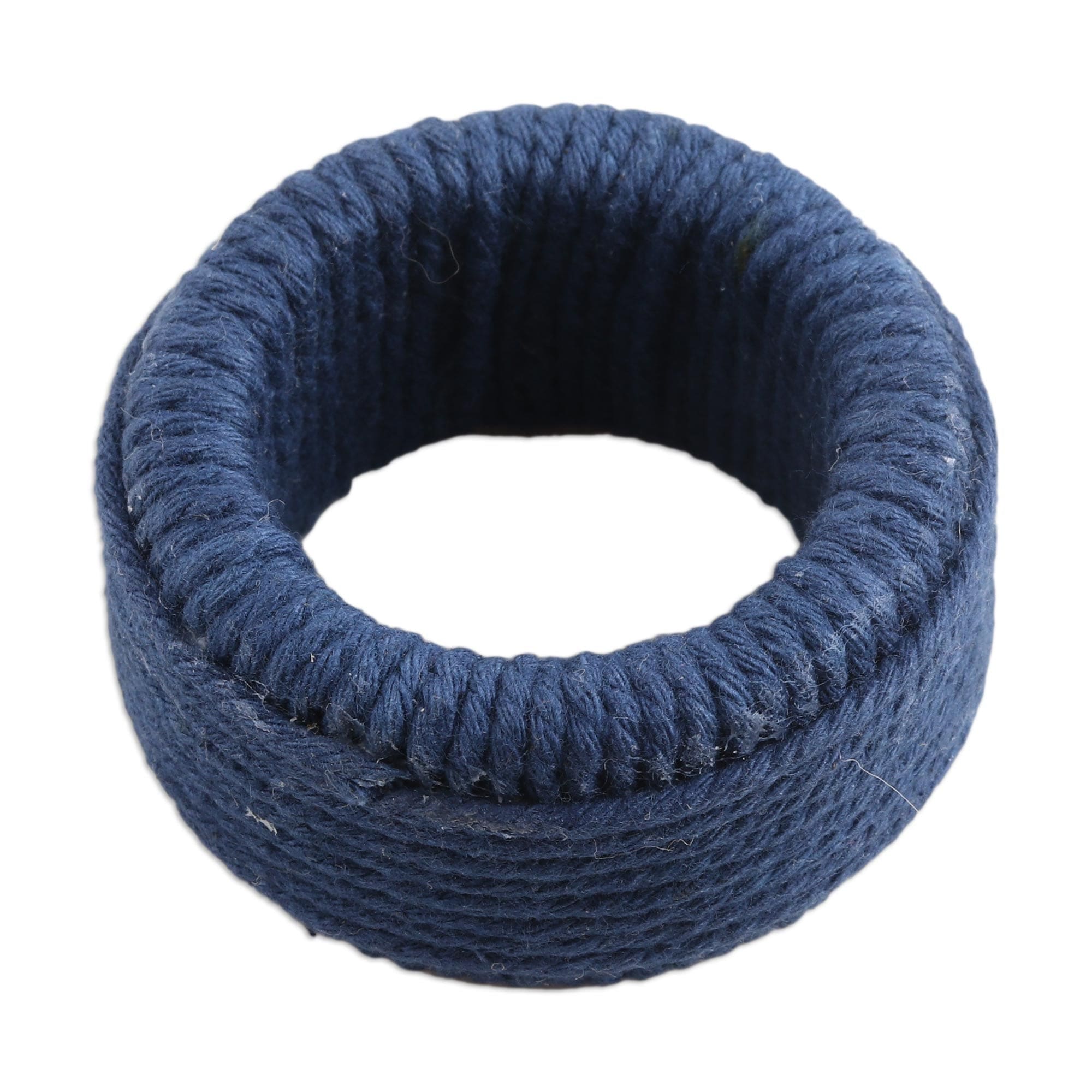 Blue Cotton Napkin Rings with Plastic Structure (Set of 4) - Blue Whim