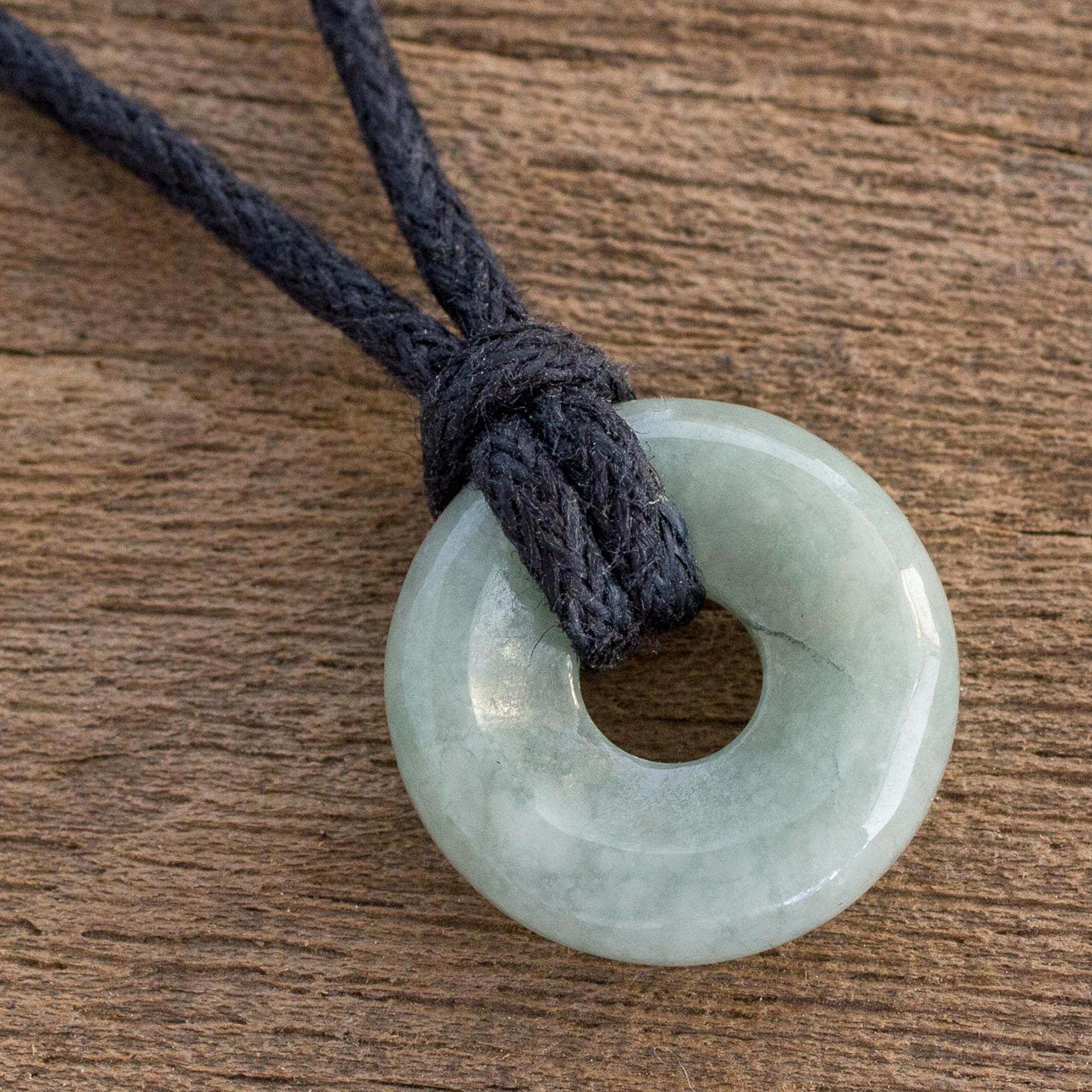 Apple Green Circular Jade Pendant Necklace from Guatemala - Circle of Love in Apple Green