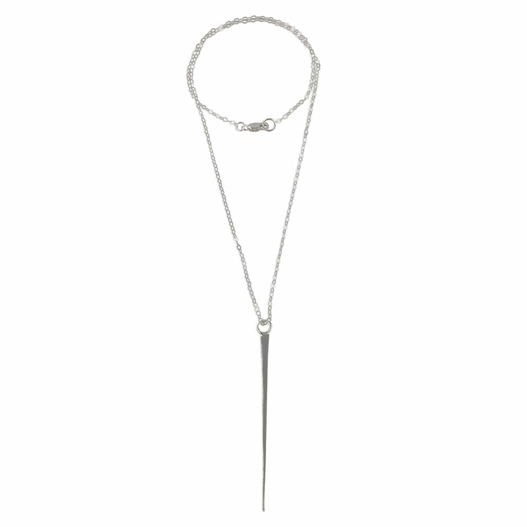 Sterling Silver Modern Bar Pendant Necklace - Linear Modern
