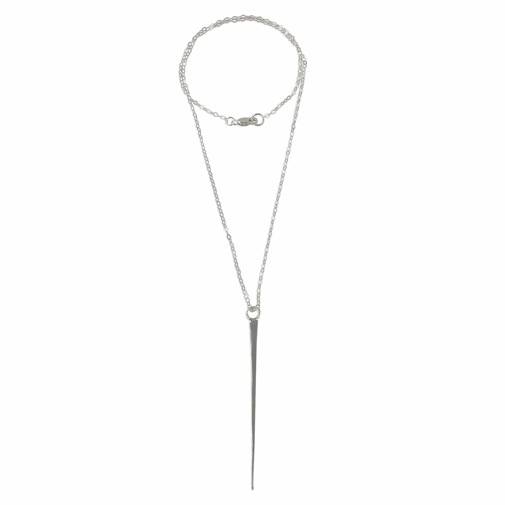 Sterling Silver Modern Bar Pendant Necklace - Linear Modern