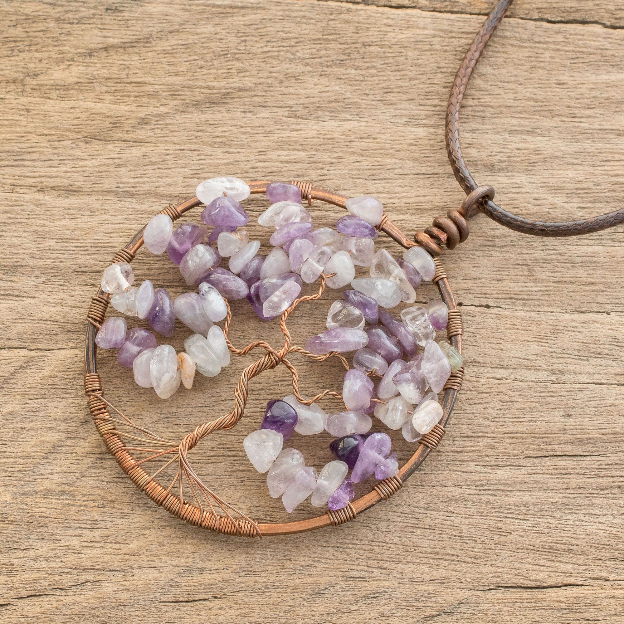 Amethyst Gemstone Tree Pendant Necklace - Amethyst Tree of Life