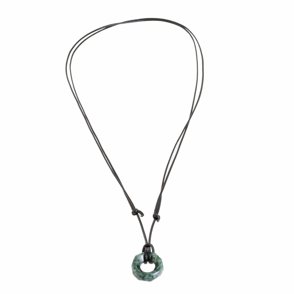 Faceted Green Jade Pendant Necklace from Guatemala - Green Ancestral Treasure