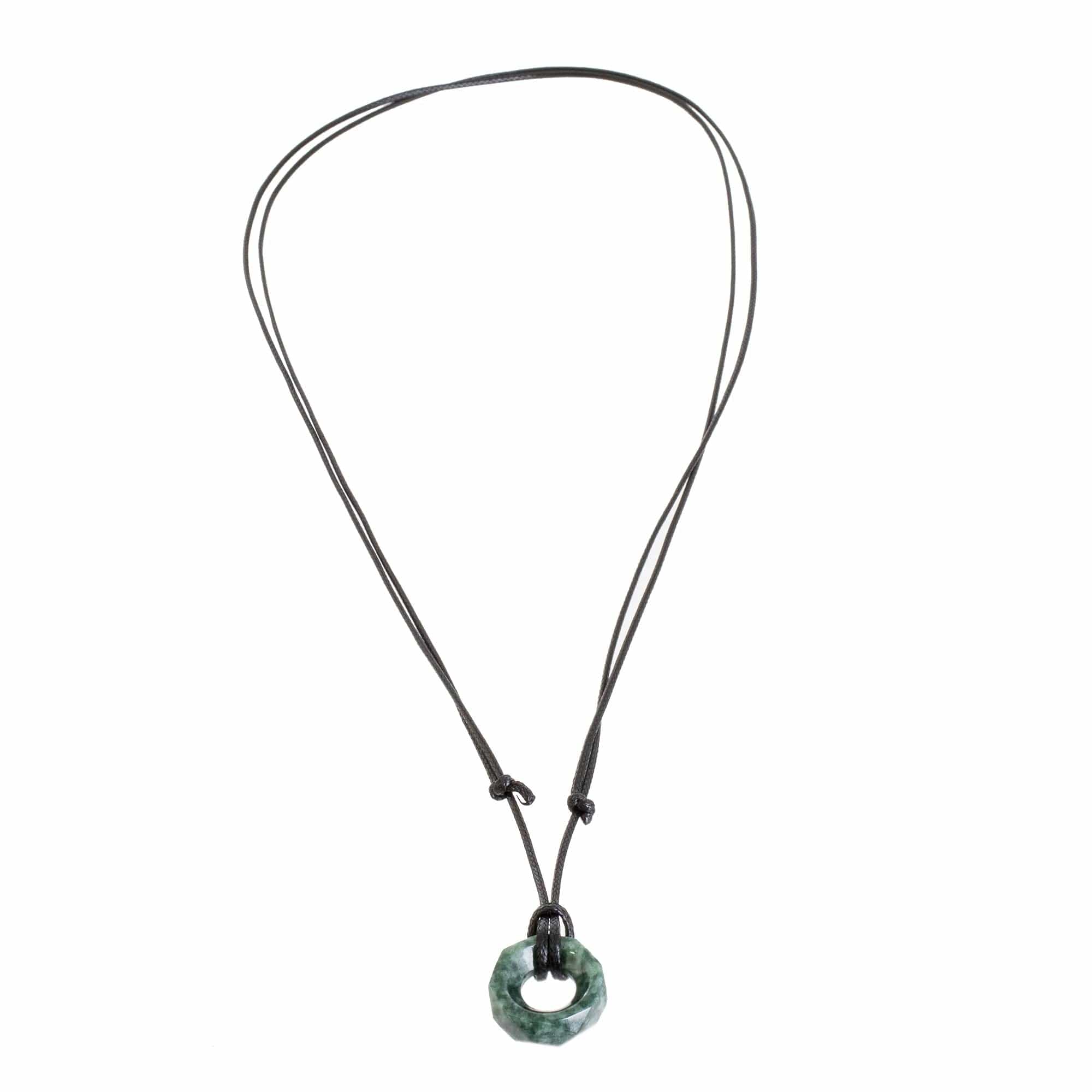 Faceted Green Jade Pendant Necklace from Guatemala - Green Ancestral Treasure