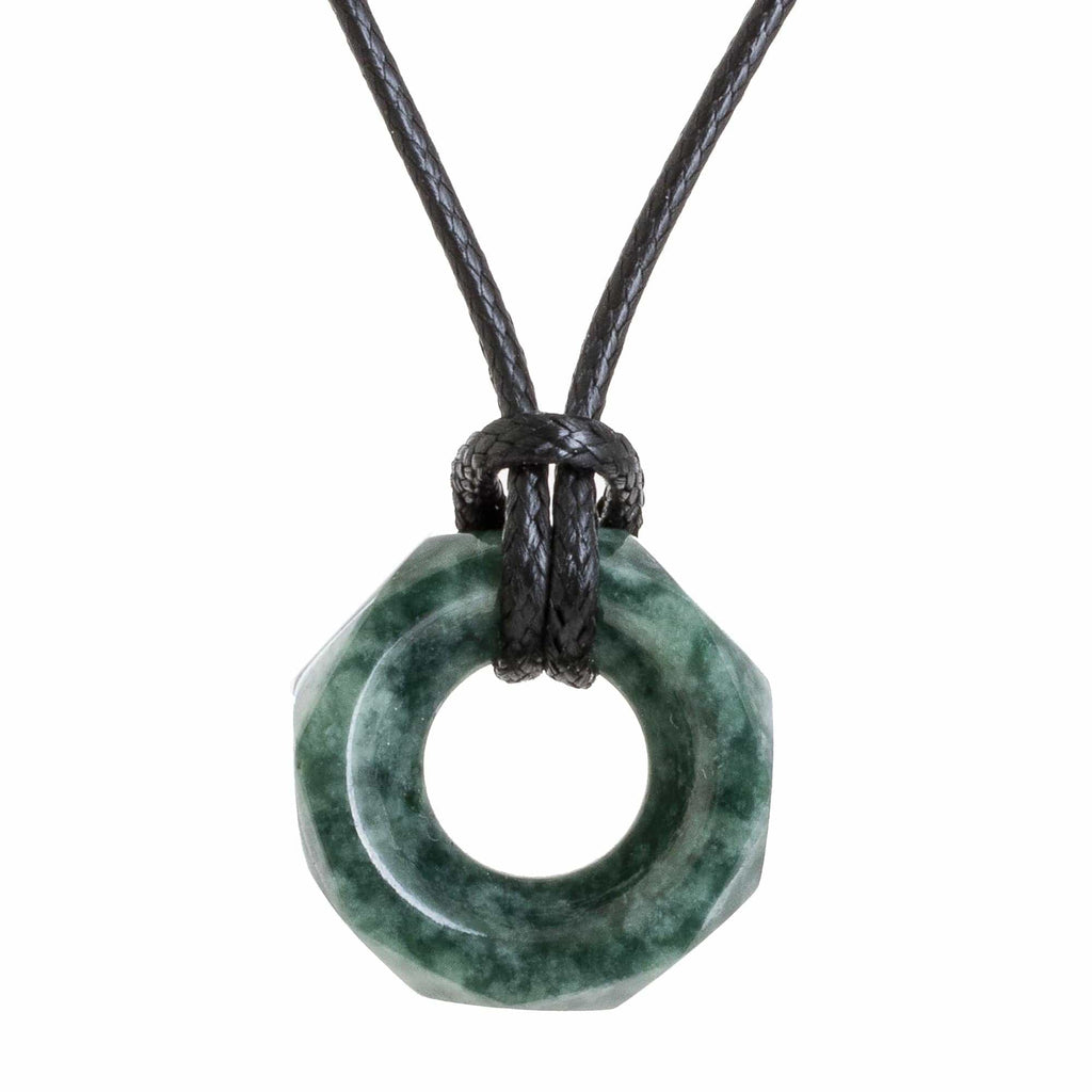 Faceted Green Jade Pendant Necklace from Guatemala - Green Ancestral Treasure