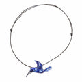 Blue Hummingbird Art Glass Necklace - Hummingbird's Flight