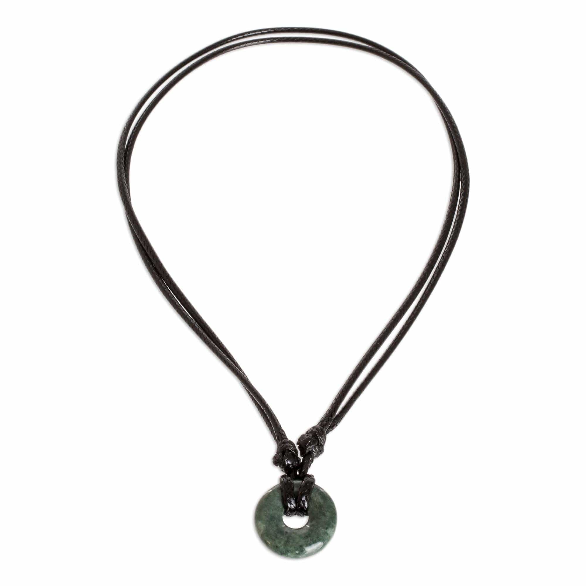 Adjustable Circular Dark Green Jade Necklace from Guatemala - Circle of Love in Dark Green