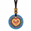Hand Painted Rainbow and Heart Pendant Corded Necklace - Rainbow of Love