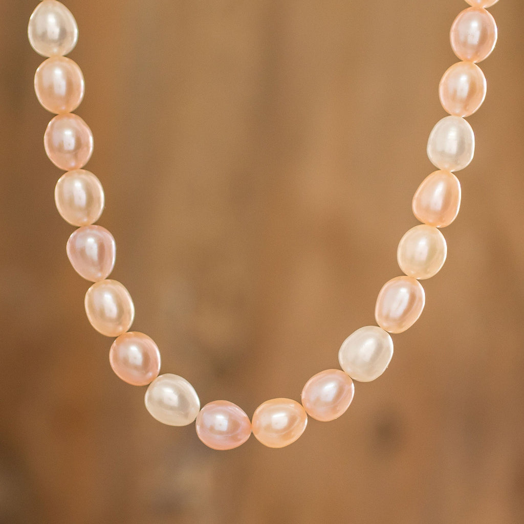 Pink and Peach Cultured Pearl Necklace - Rosy Future