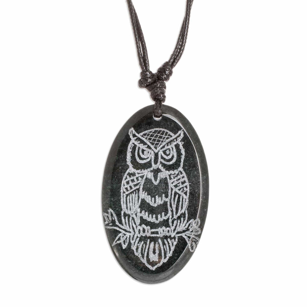 Unisex Adjustable Jade Pendant Necklace - Wisdom Owl