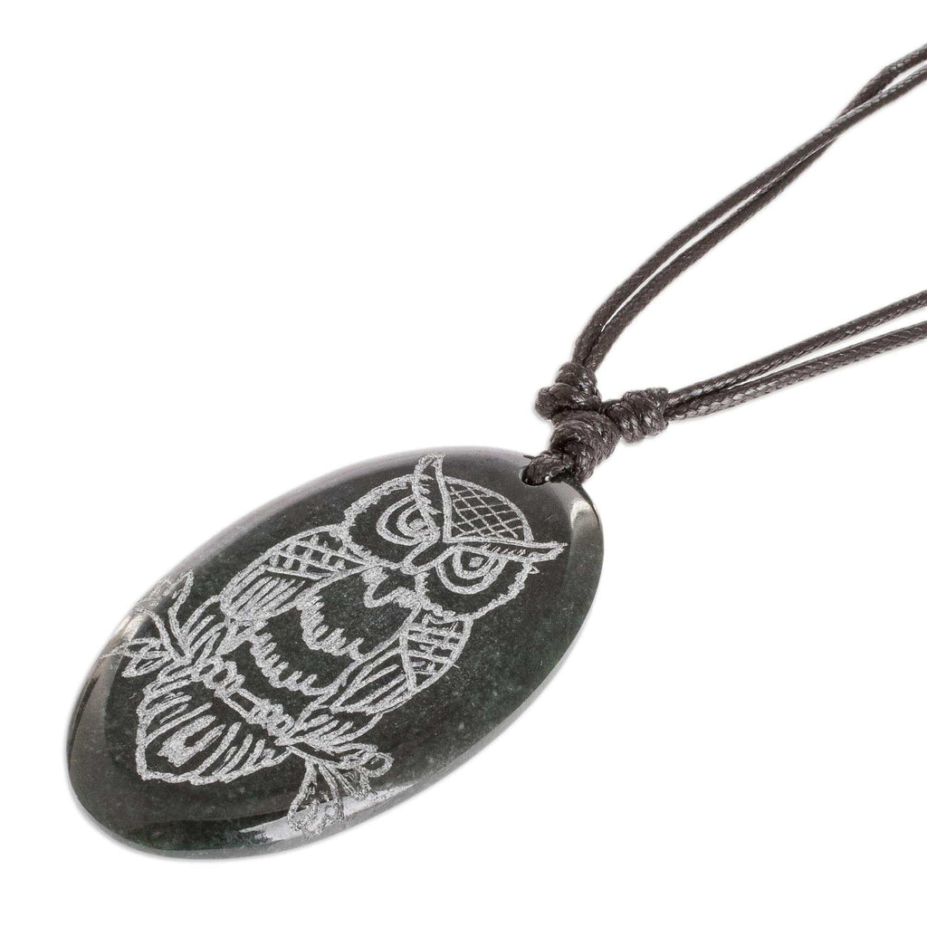 Unisex Adjustable Jade Pendant Necklace - Wisdom Owl