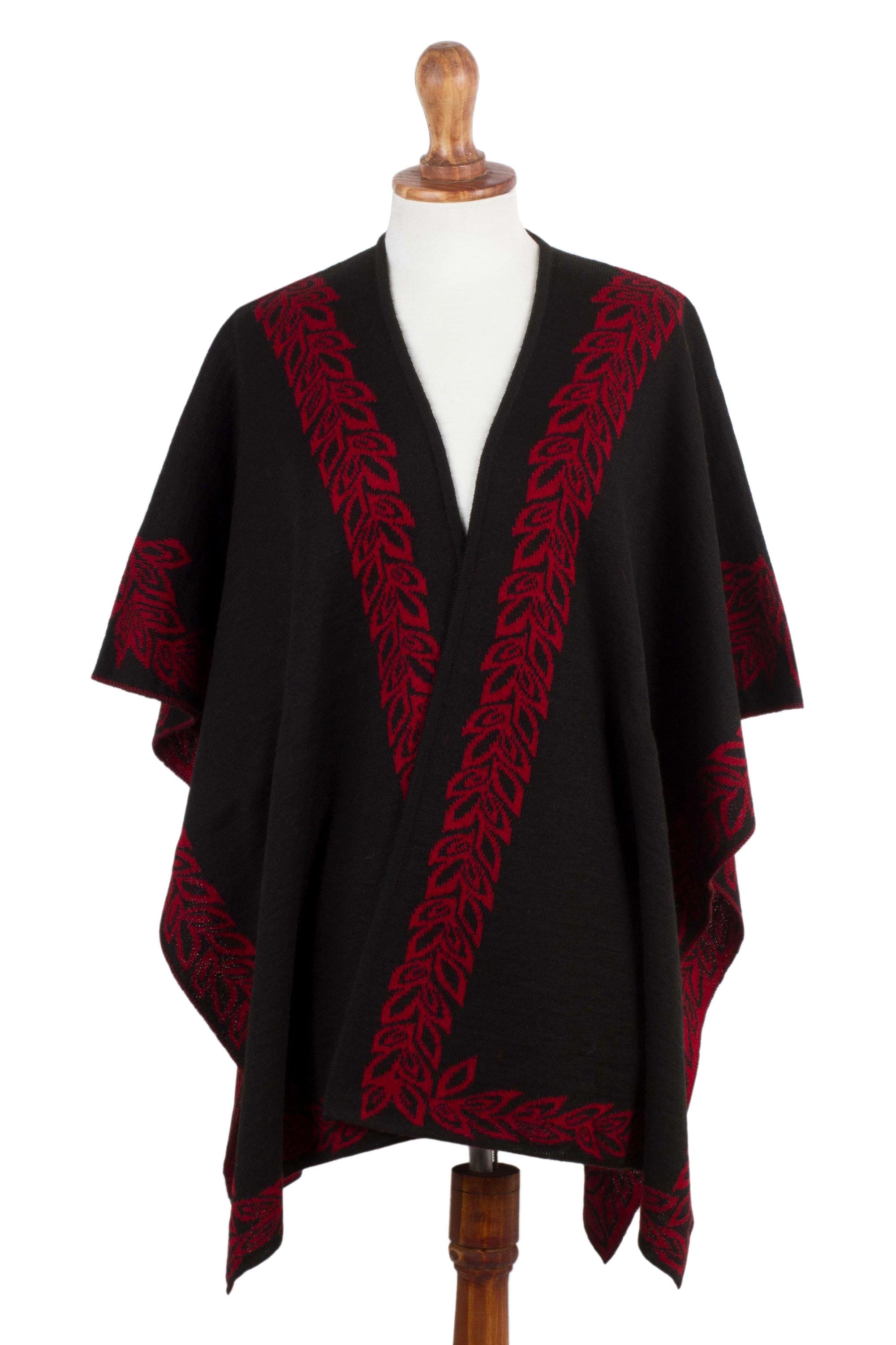 Reversible Alpaca Blend Ruana - Rose Attraction