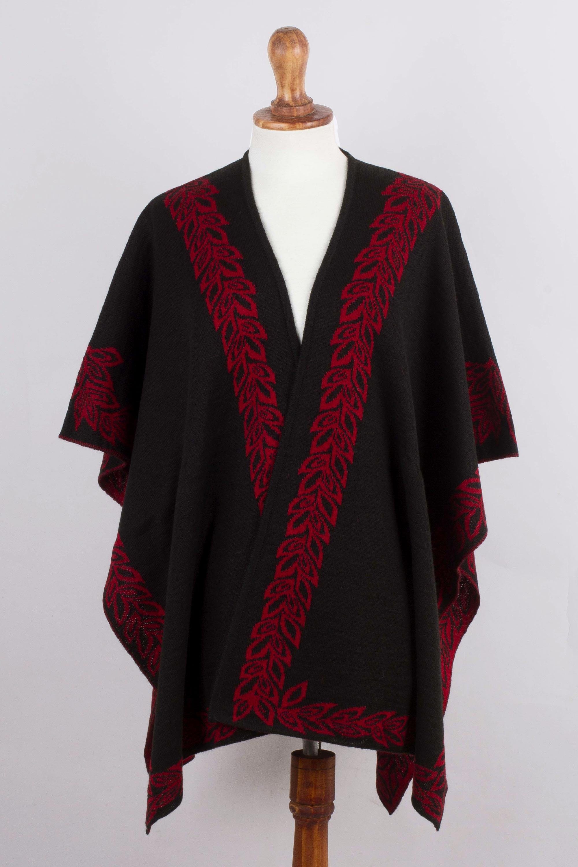 Reversible Alpaca Blend Ruana - Rose Attraction