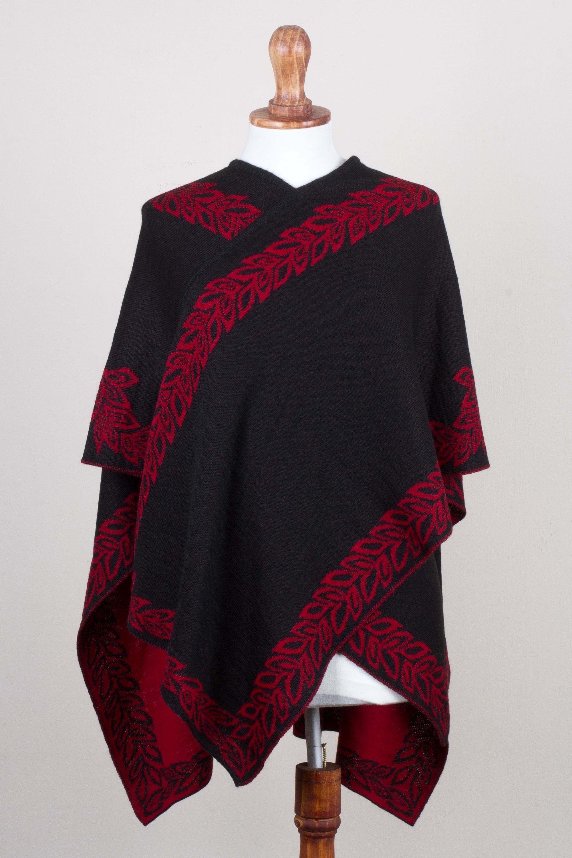 Reversible Alpaca Blend Ruana - Rose Attraction