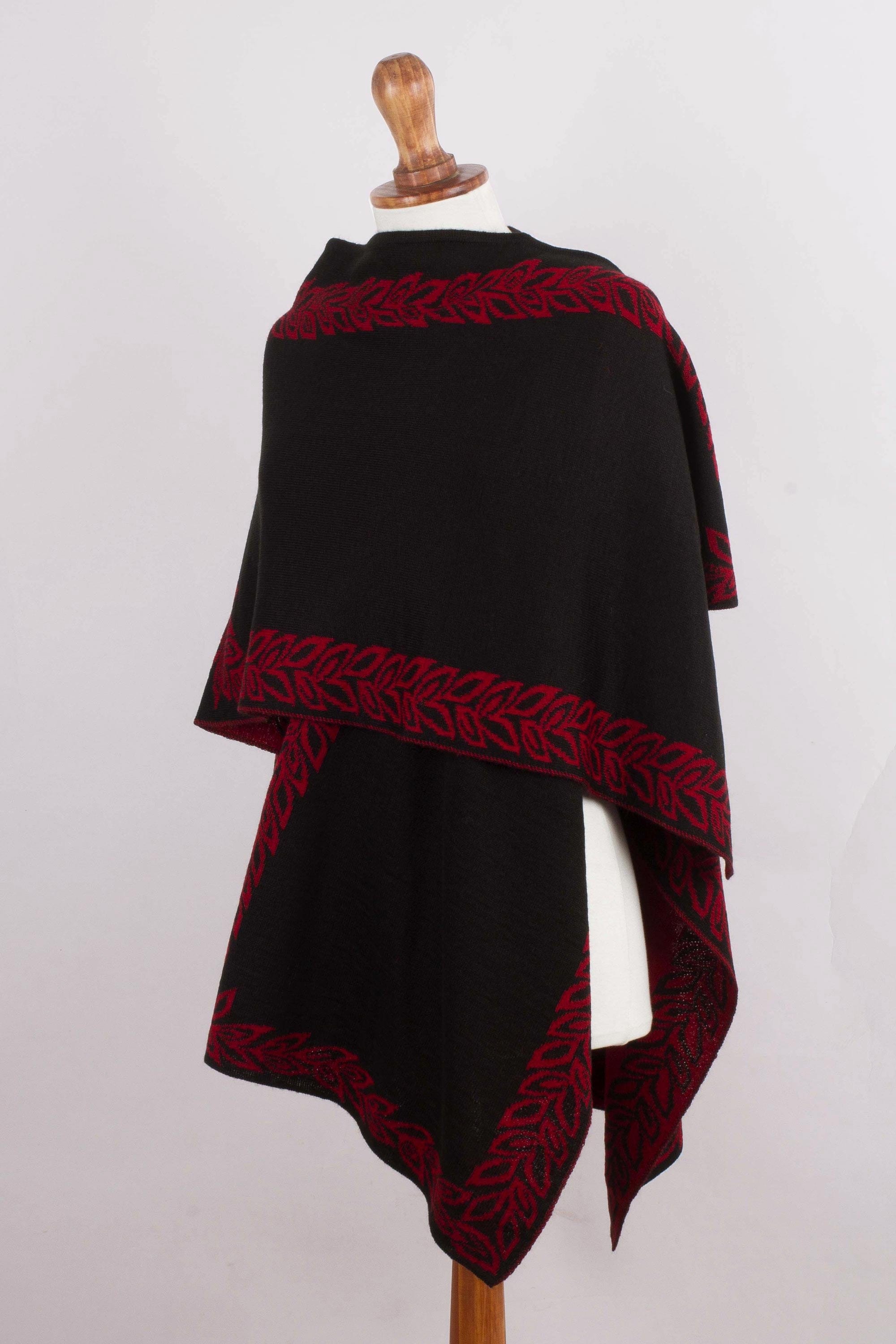 Reversible Alpaca Blend Ruana - Rose Attraction
