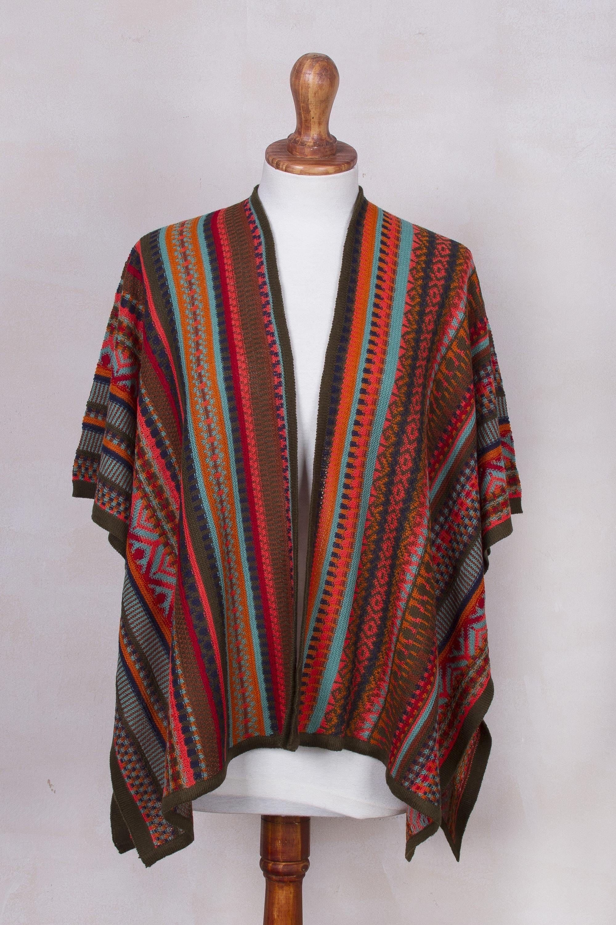 Acrylic Knit Ruana - Desert Strata