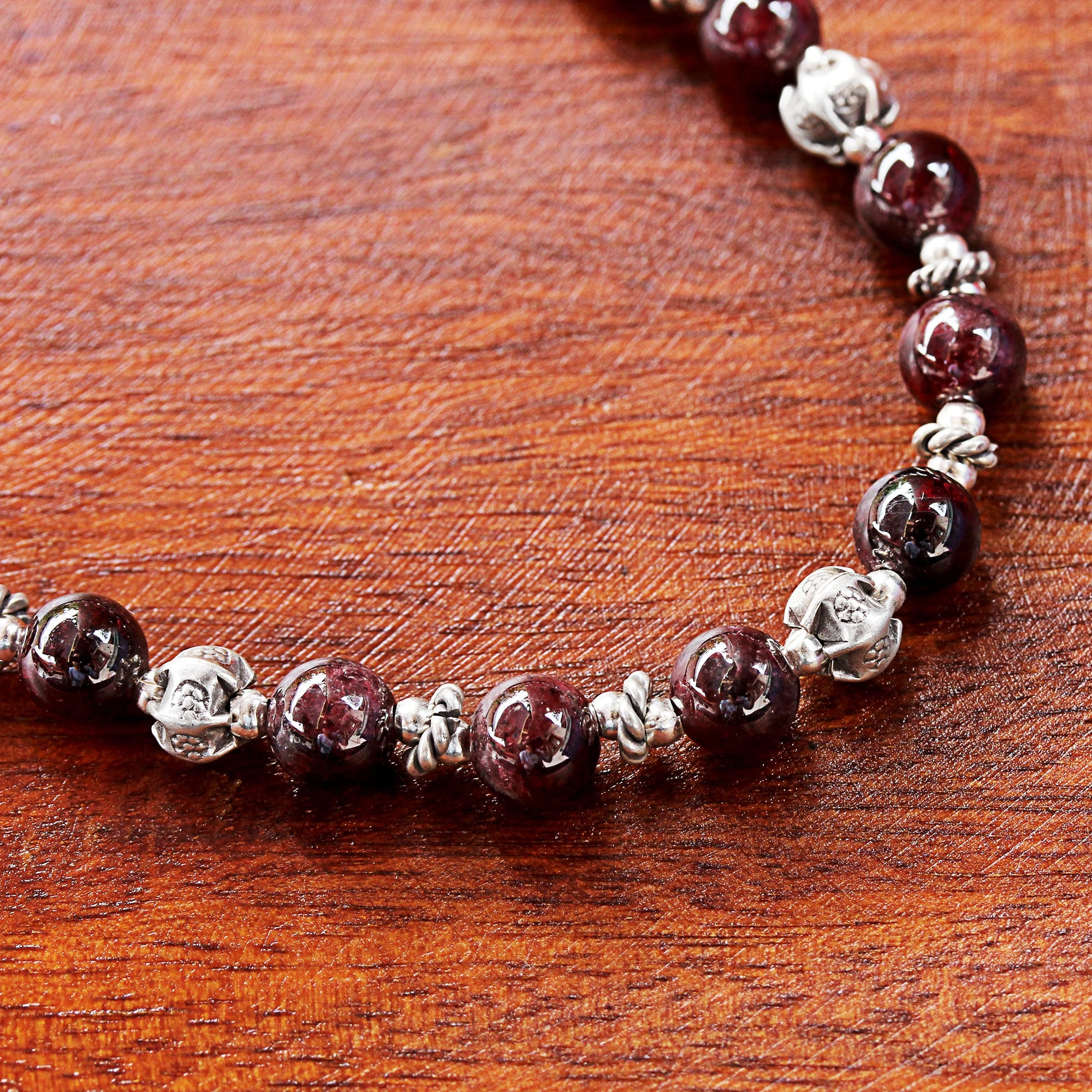 Garnet and 950 Silver Beaded Necklace from Thailand - Simple Grace