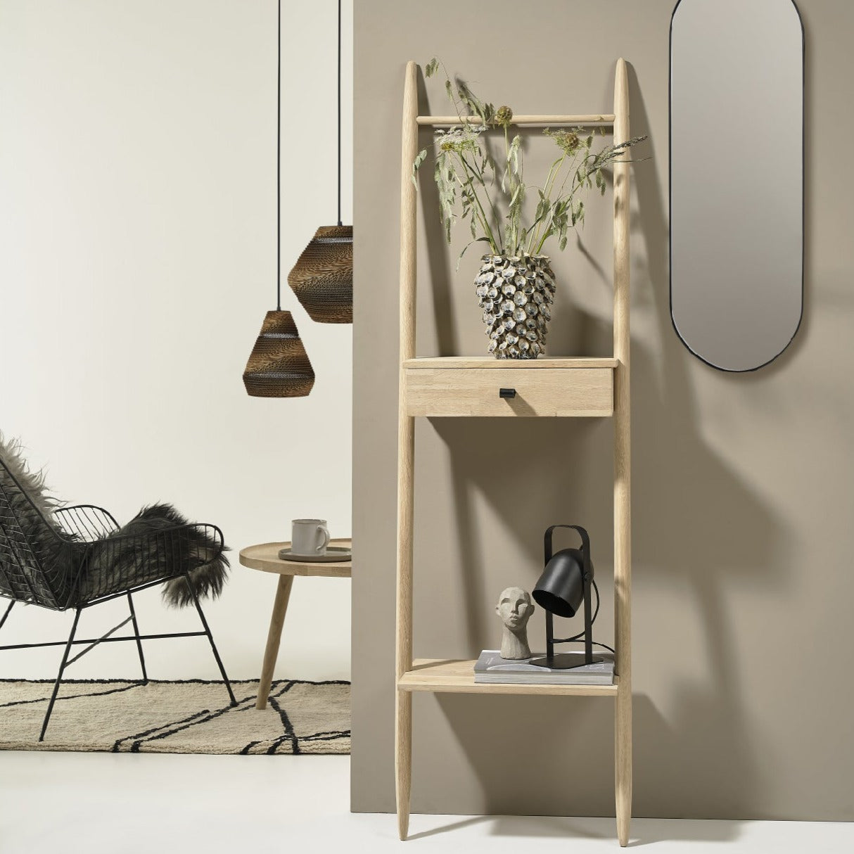 Ebern Wall Shelf | White Washed Oak | 170cm